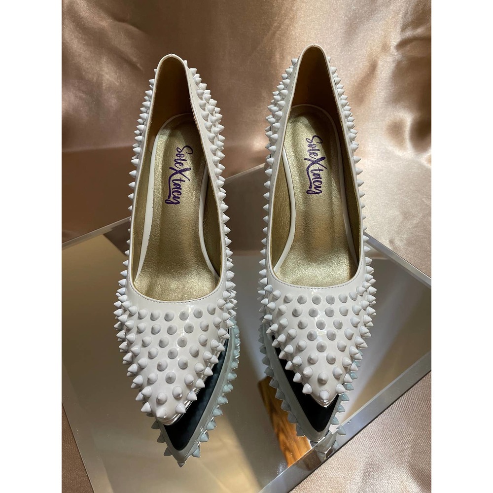 Electra Women's Spike Studded Patent Leather Platform Shoes